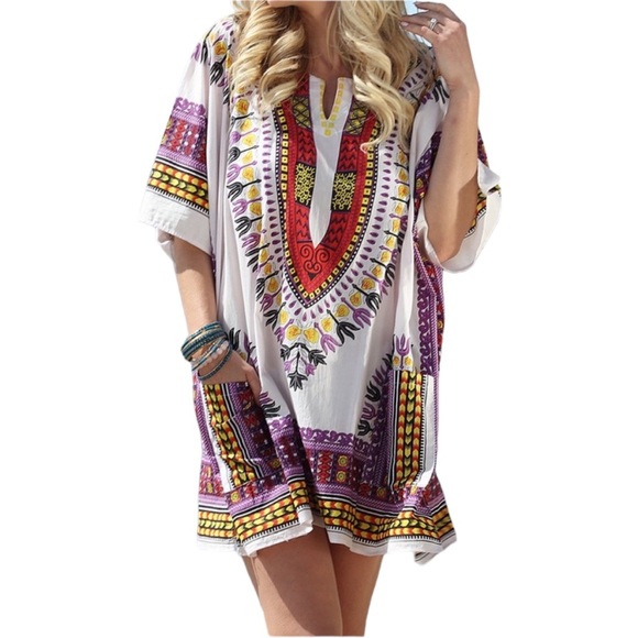 Anandas XL 💯 Cotton Made in India Boho Aztec kimono coverup top - Picture 1 of 6